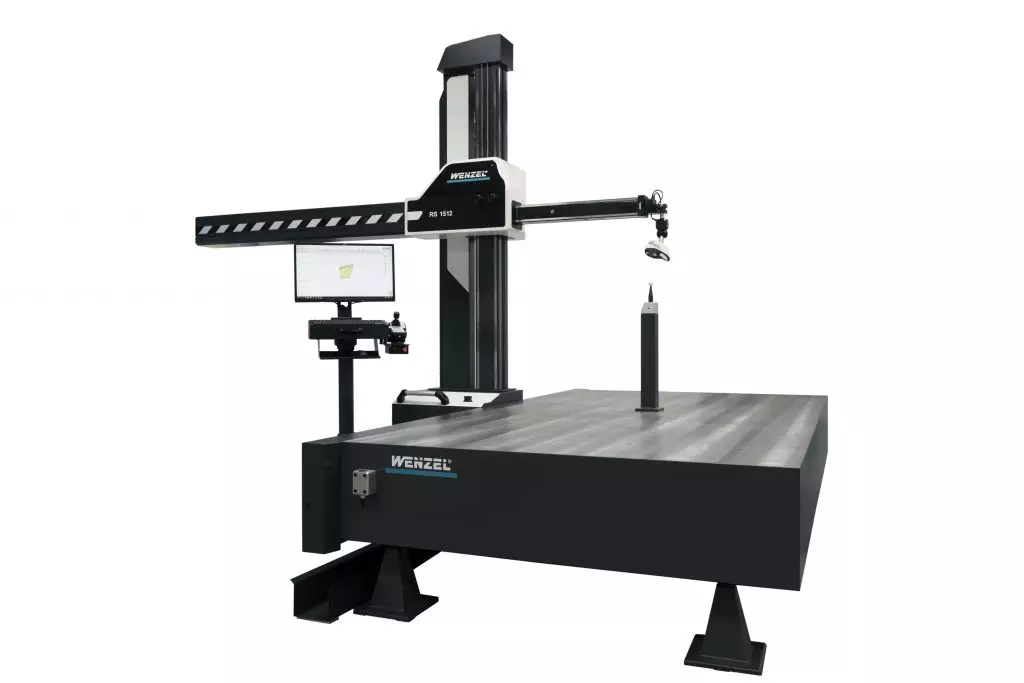 RS-1512 WENZEL CMM WENZEL RS-1512 CMM with matte black base and pillar holding horizontal arm.