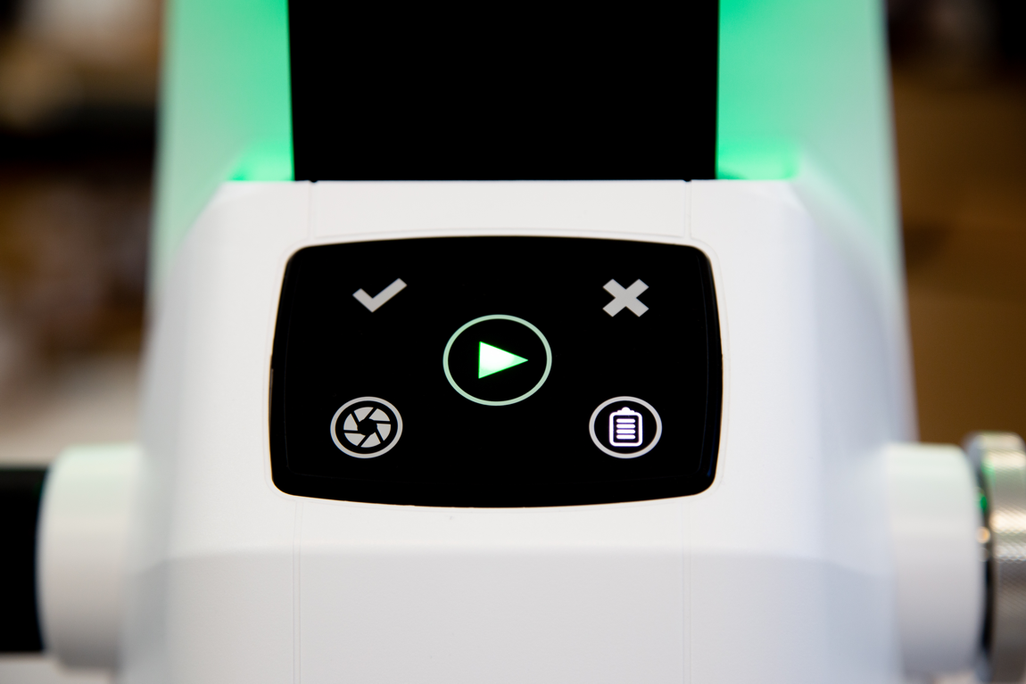 VF7 Micro-Vu Product Close up of VF7 white outlined buttons on black interface background