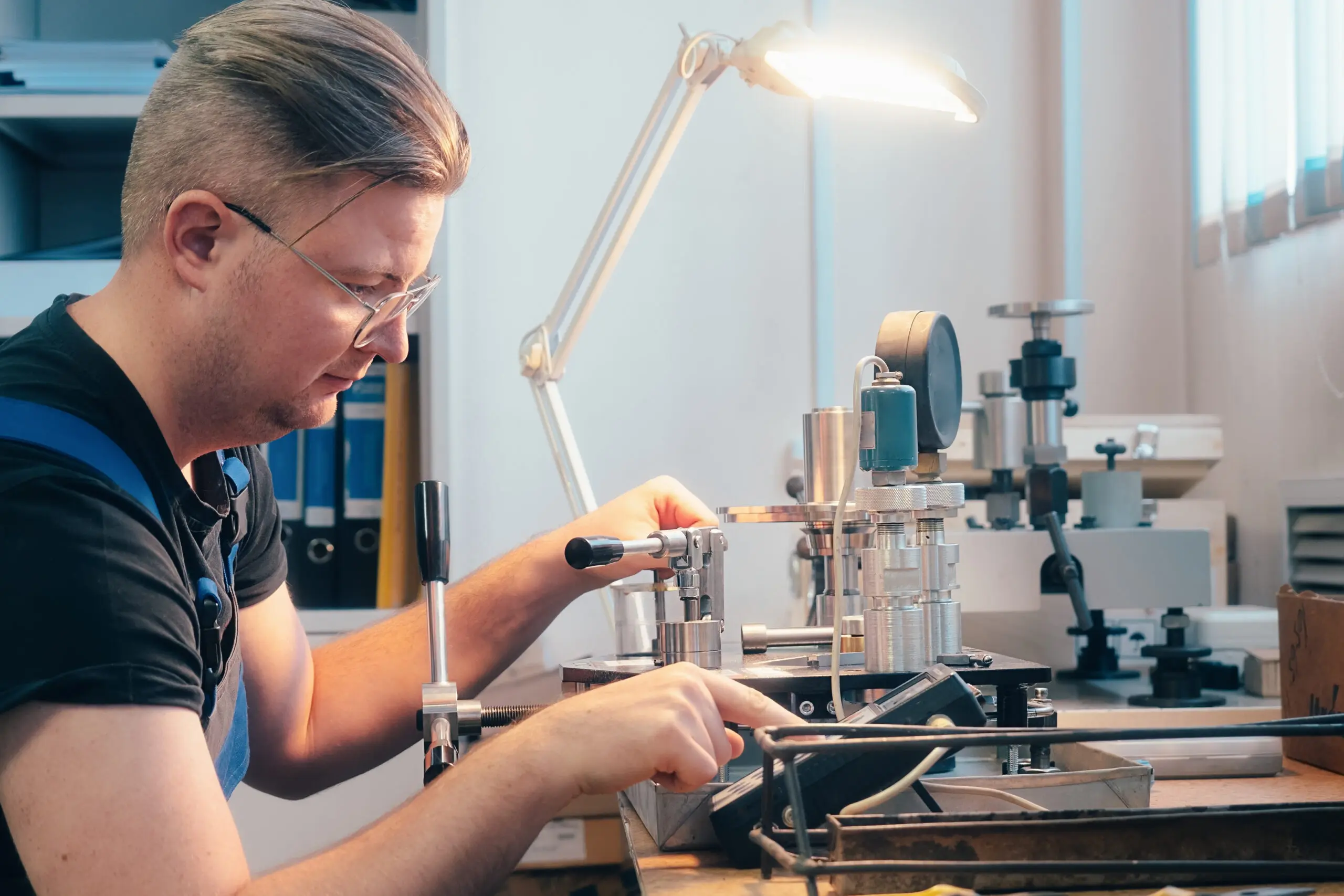 Professional calibration of pressure gauges and sensors.