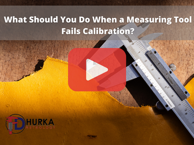 Video thumbnail showing a digital caliper measuring a gold-colored metal edge, with a red play button overlay and FD Hurka Metrology logo.