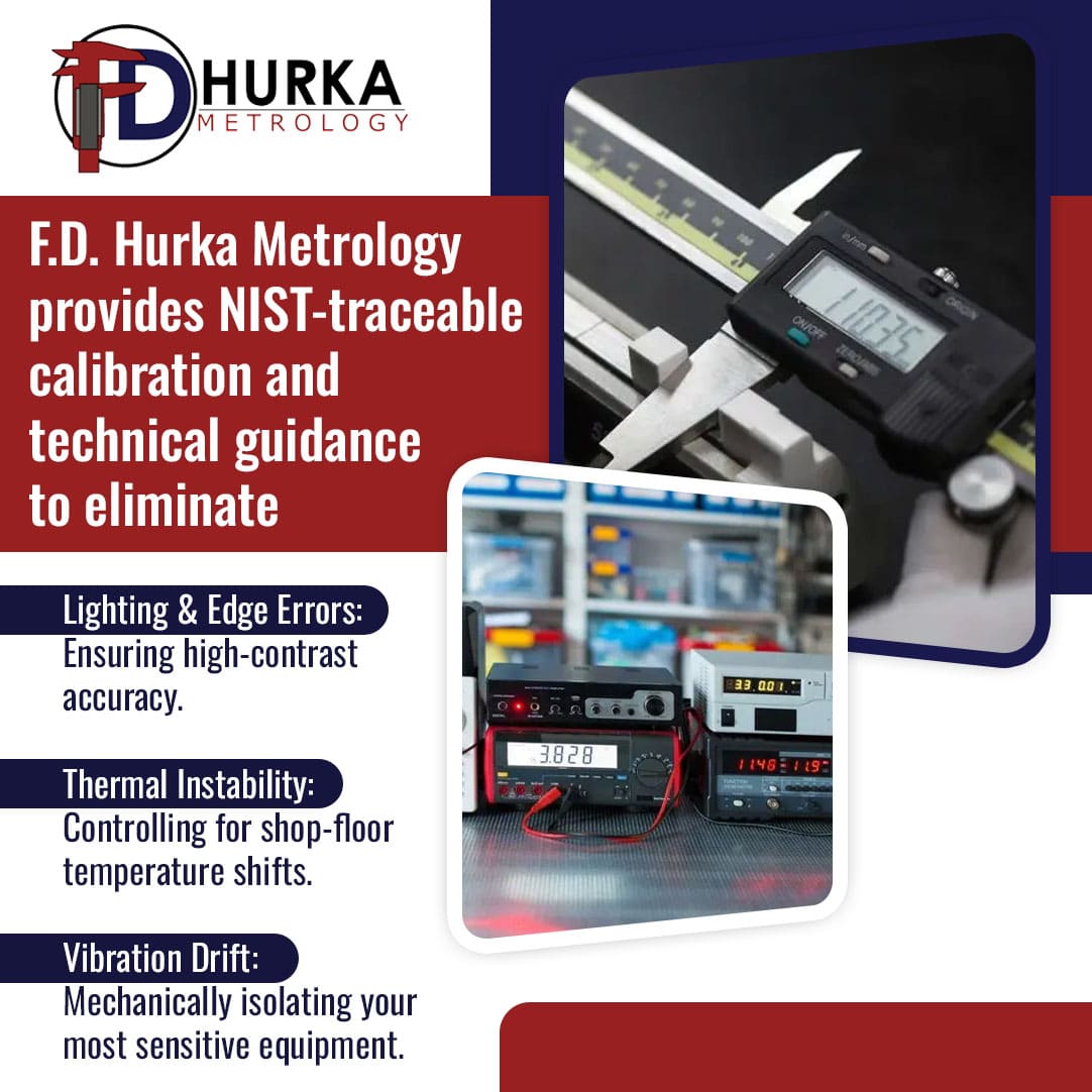 NIST-traceable calibration equipment and digital measuring devices used for industrial metrology and precision testing