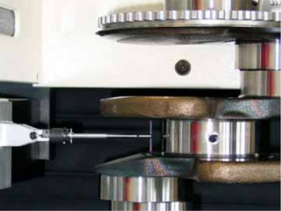 Shaft metrology machine close up.